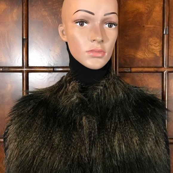 NWOT Jones New York Faux Mongolian Fur Cotton Blend Ribbed Knit Back Vest - Picture 6 of 11